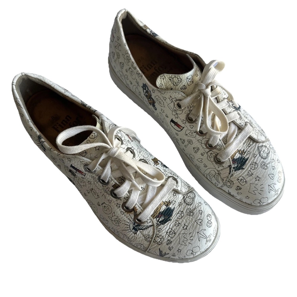 Finn‎ Comfort Elpaso Lace Up Leather Sneaker Multi Color Doodle EU 8 1/2 US 11